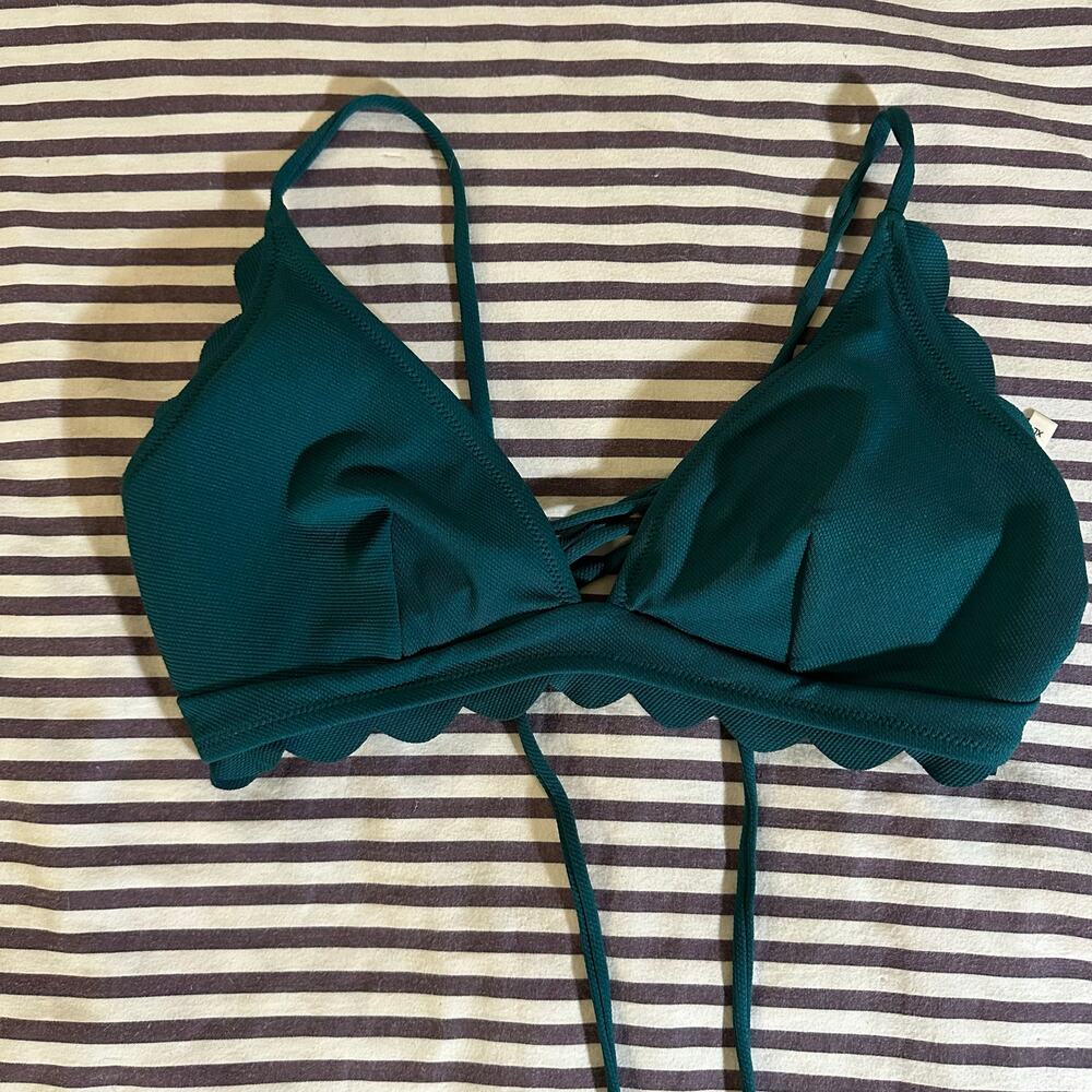 Cupshe Scalloped Dark Teal Bikini Top XL